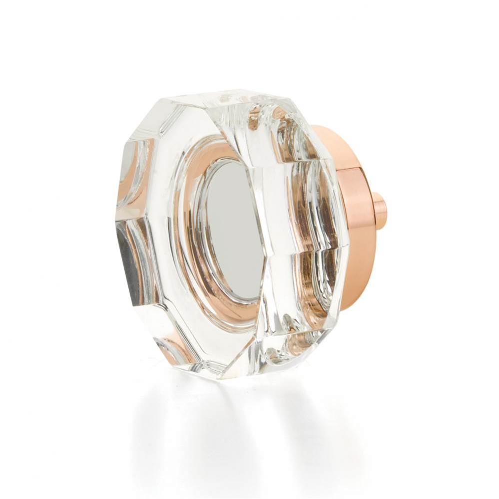 Large Multi-Sided Glass Knob, Polished Rose Gold, 1-3/4'' dia