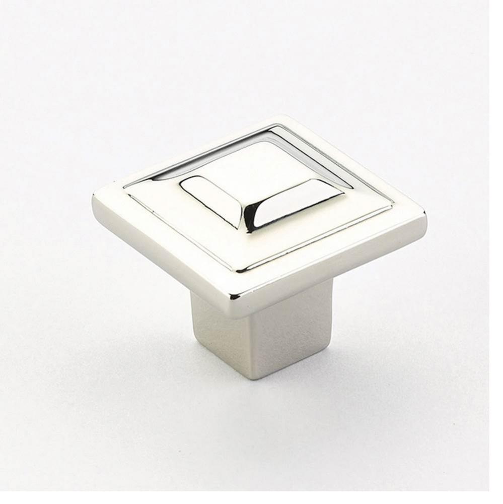 Knob, Square, Polished Nickel, 1-1/4'' dia