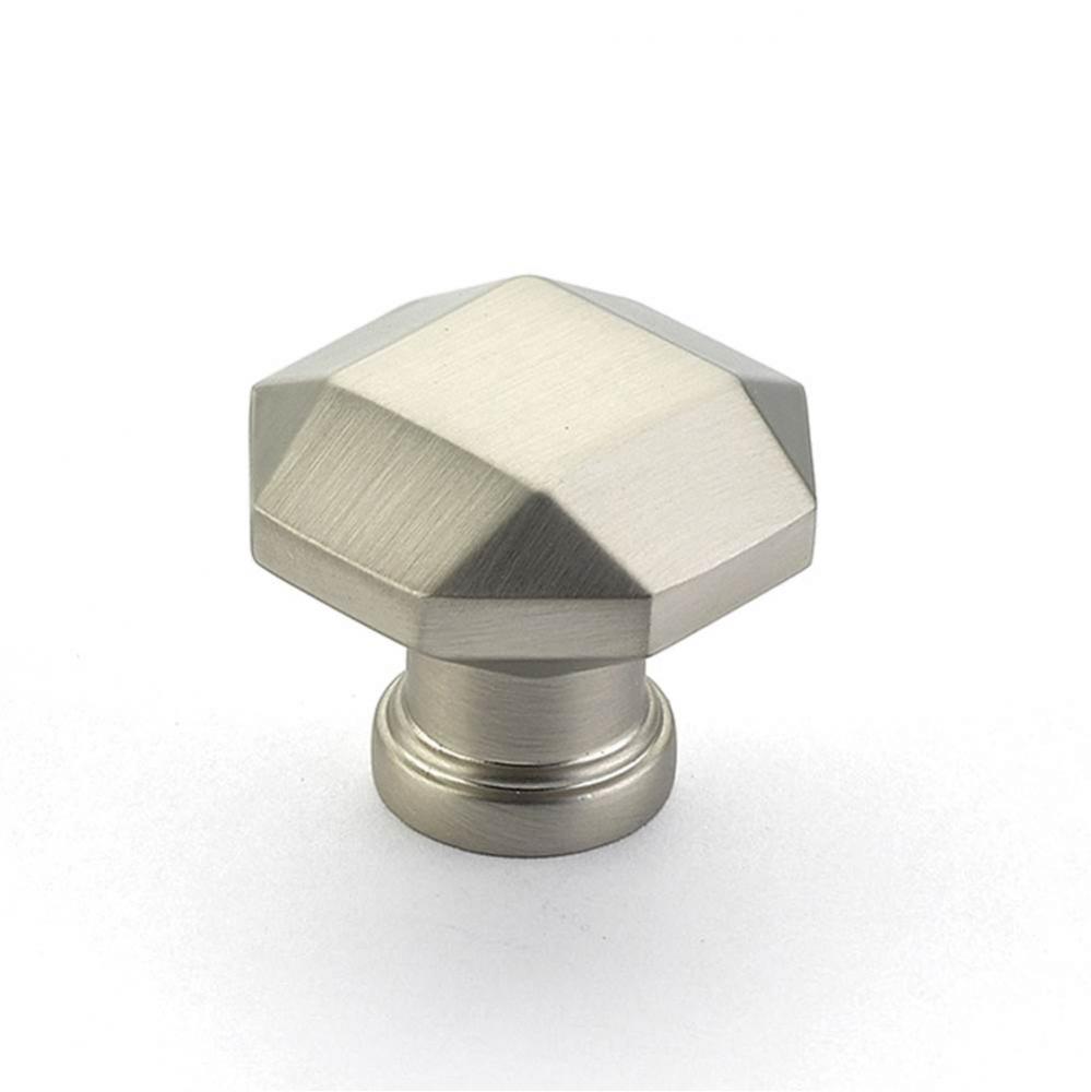 Knob, Faceted, Satin Nickel, 1-1/4'' dia