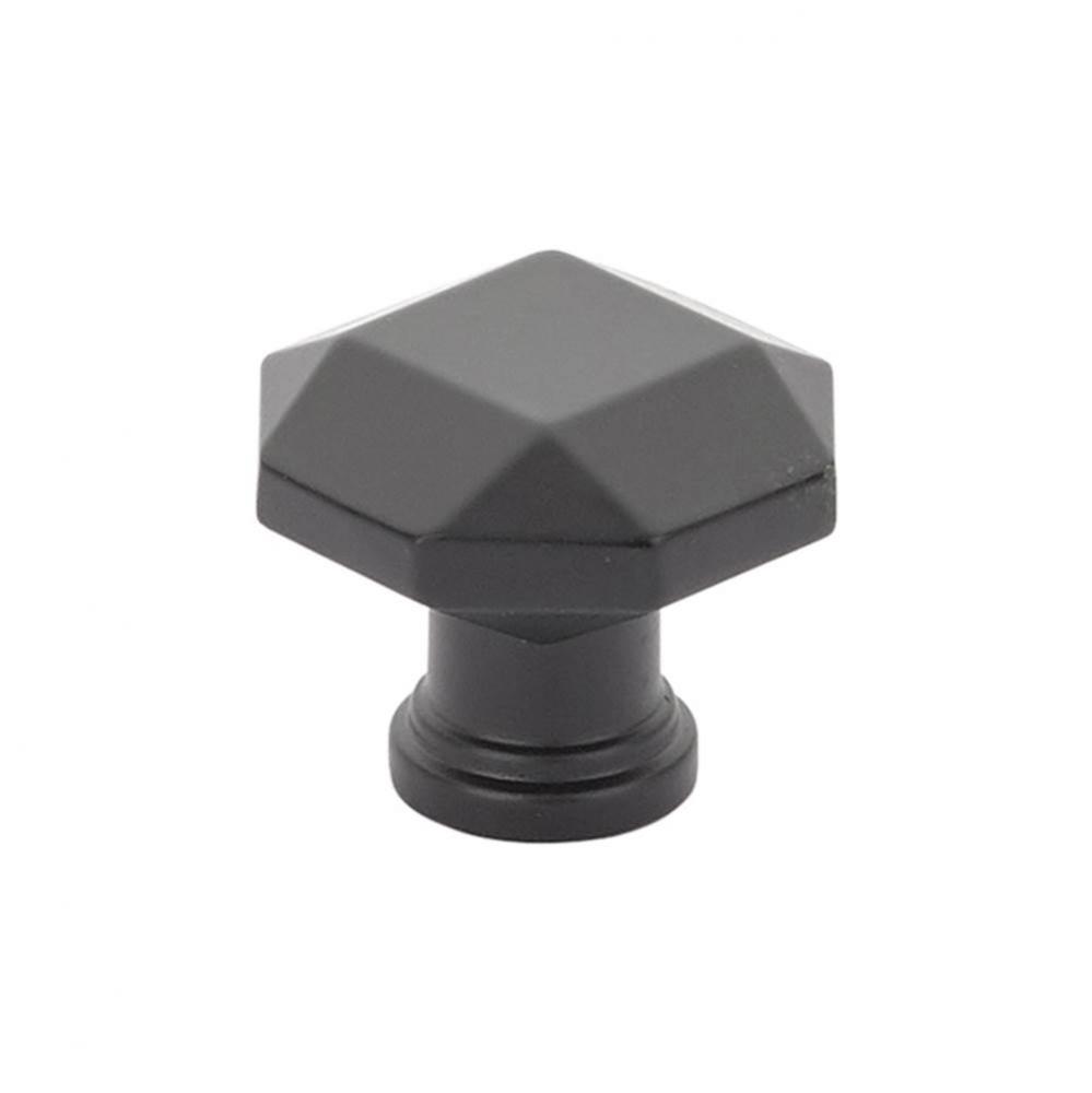 Knob, Faceted, Matte Black, 1-1/4'' dia