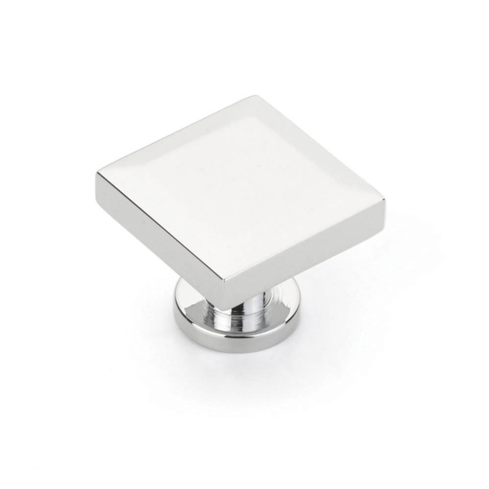 Square Knob, Polished Chrome, 1-1/4''