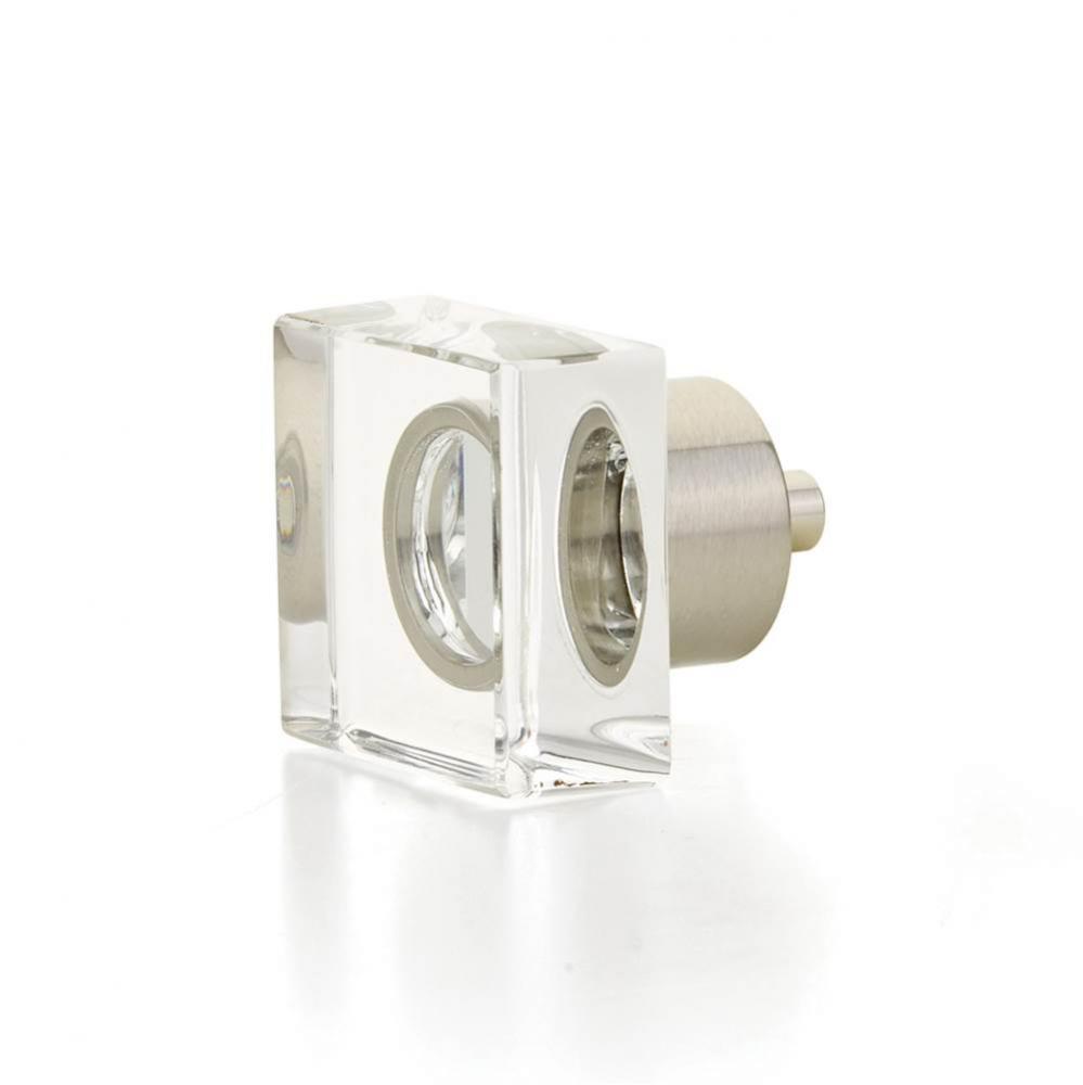 Square Glass Knob, Satin Nickel, 1-1/4''