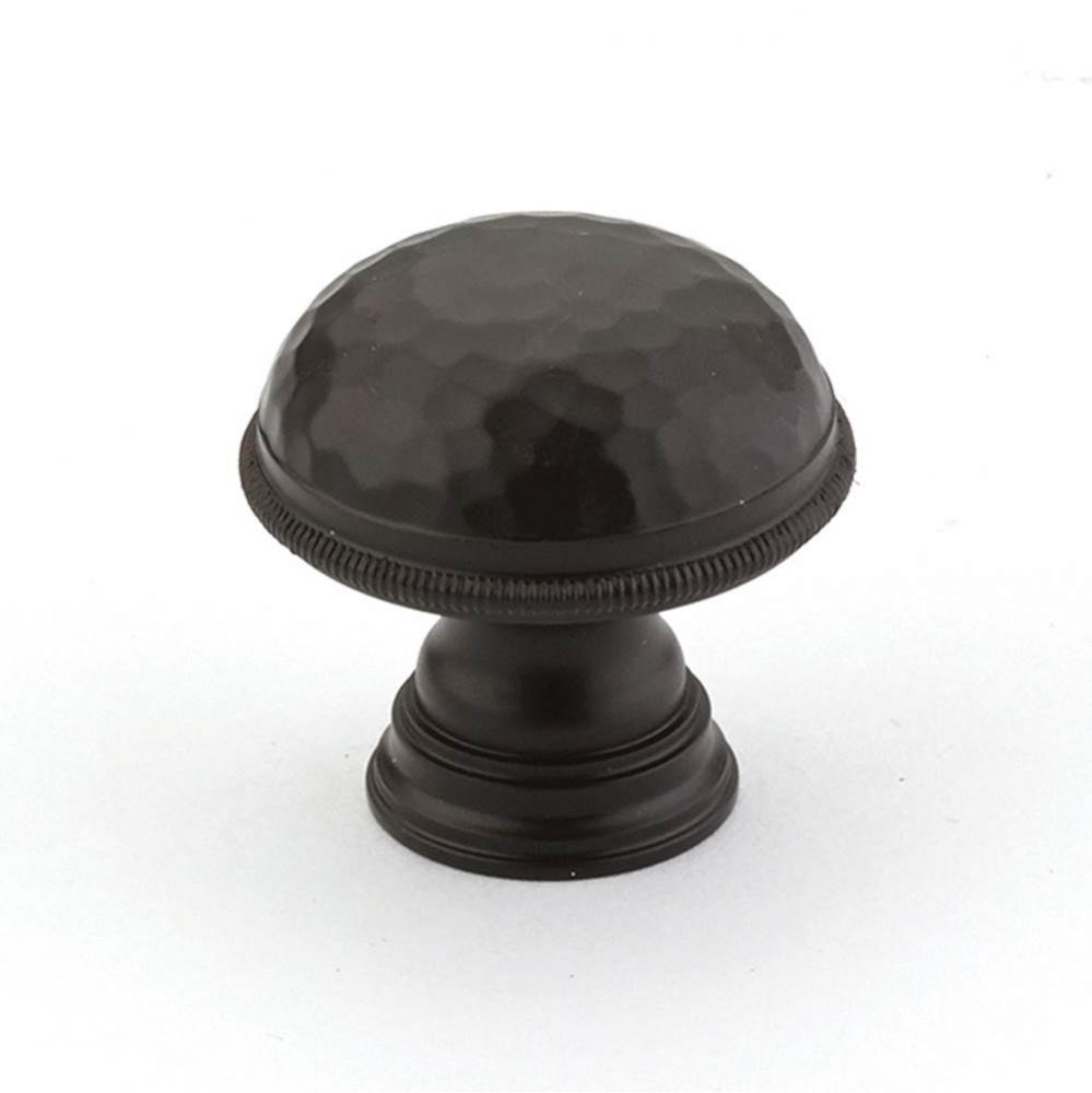 Knob,Hammered, Knurled Edge, Oil Rubbed Bronze, 1-1/4'' dia