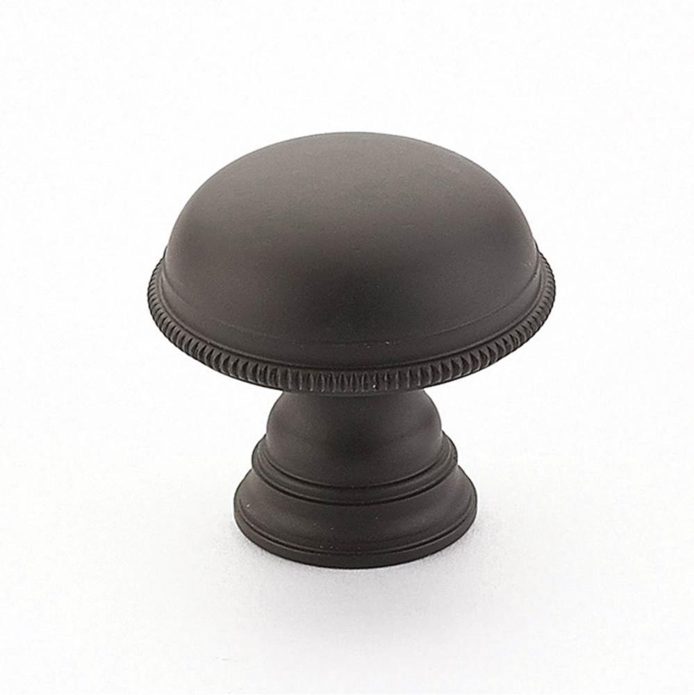 Knob, Plain Surface, Knurled Edge, Oil Rubbed Bronze, 1-1/4'' dia
