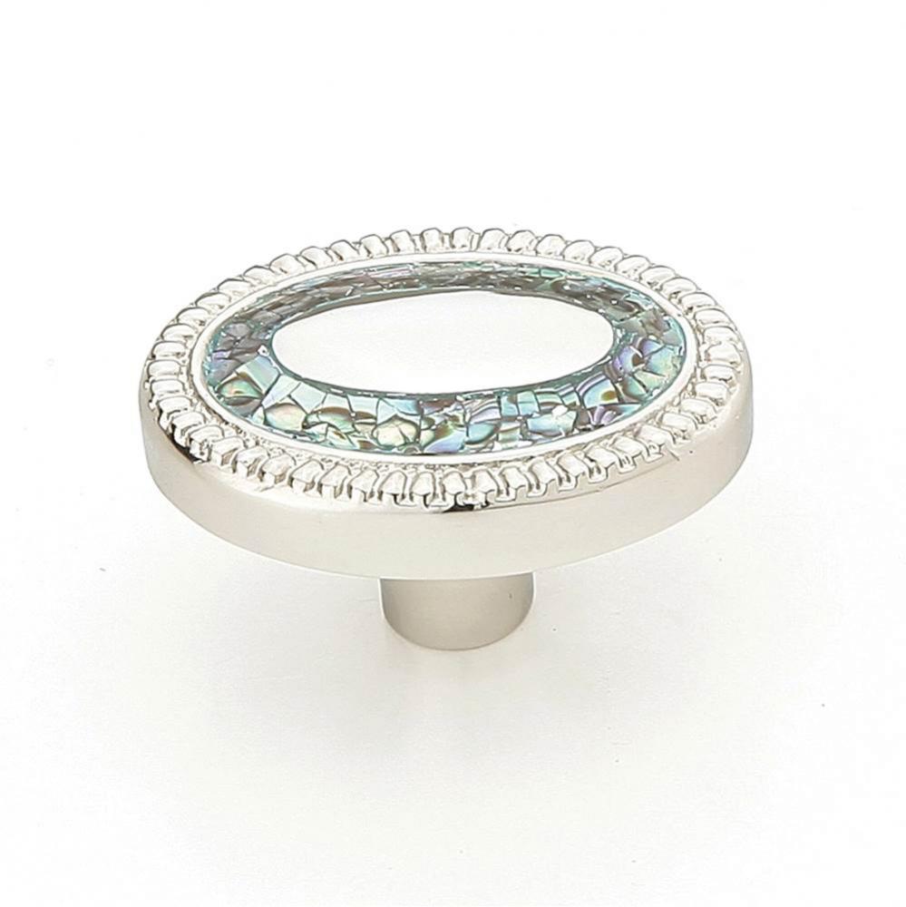 Knob, Oval, Imperial Shell, Polished Nickel, 1-1/2 x 1-1/8'' dia