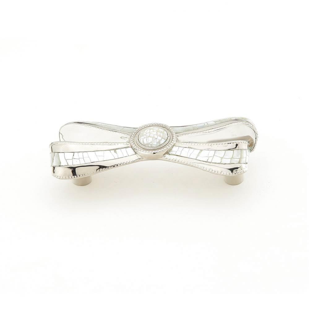 Pull, Ribbon, White Mother of Pearl, Polished Nickel, 3'' cc