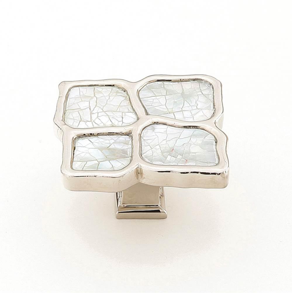 Mother of Pearl,White Mother of Pearl on Solid Brass,Polished Nickel Finish,1-1/2'' dia