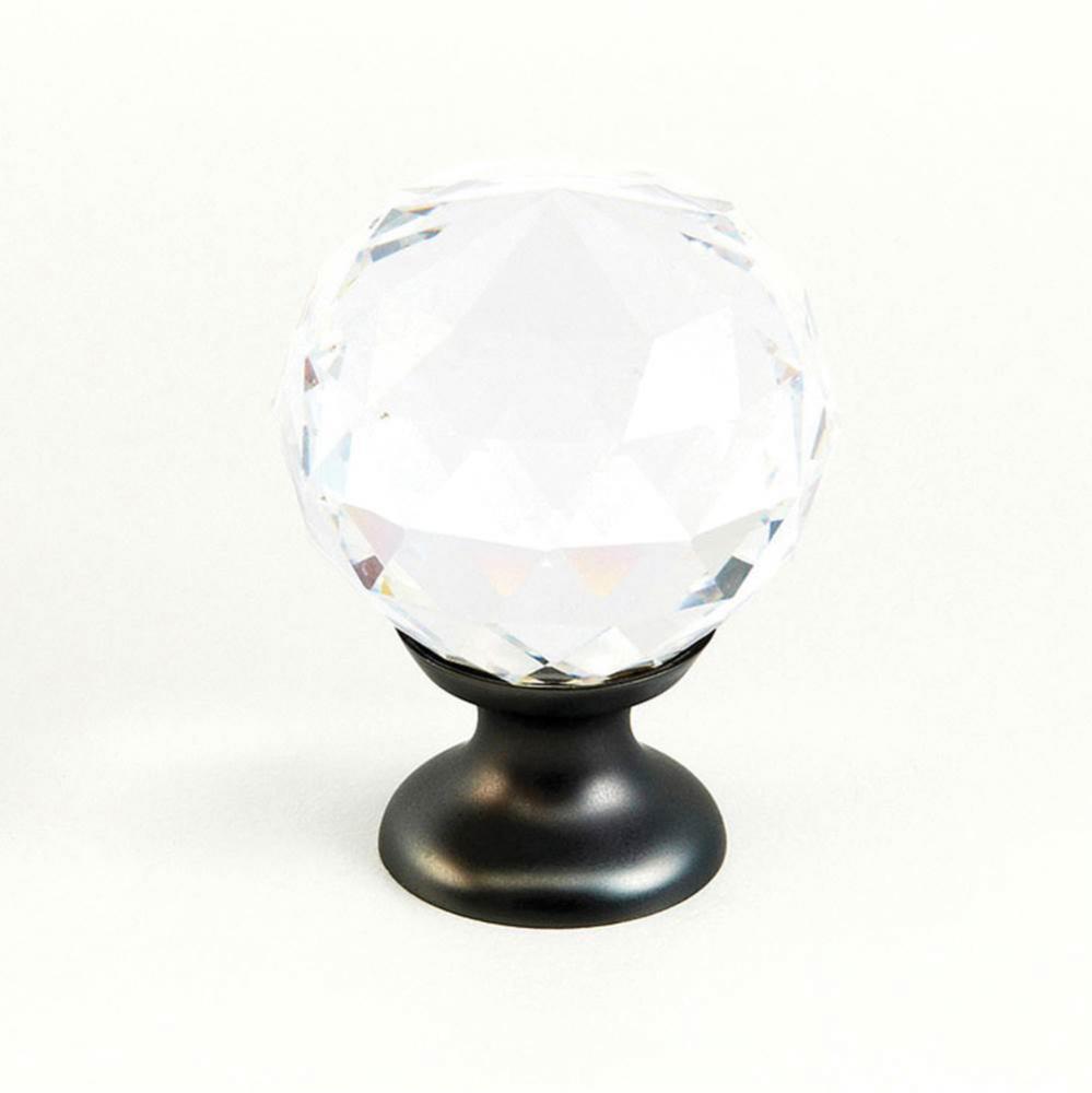 Knob, Clear, Round Crystal, Bronze 1-1/8'' dia