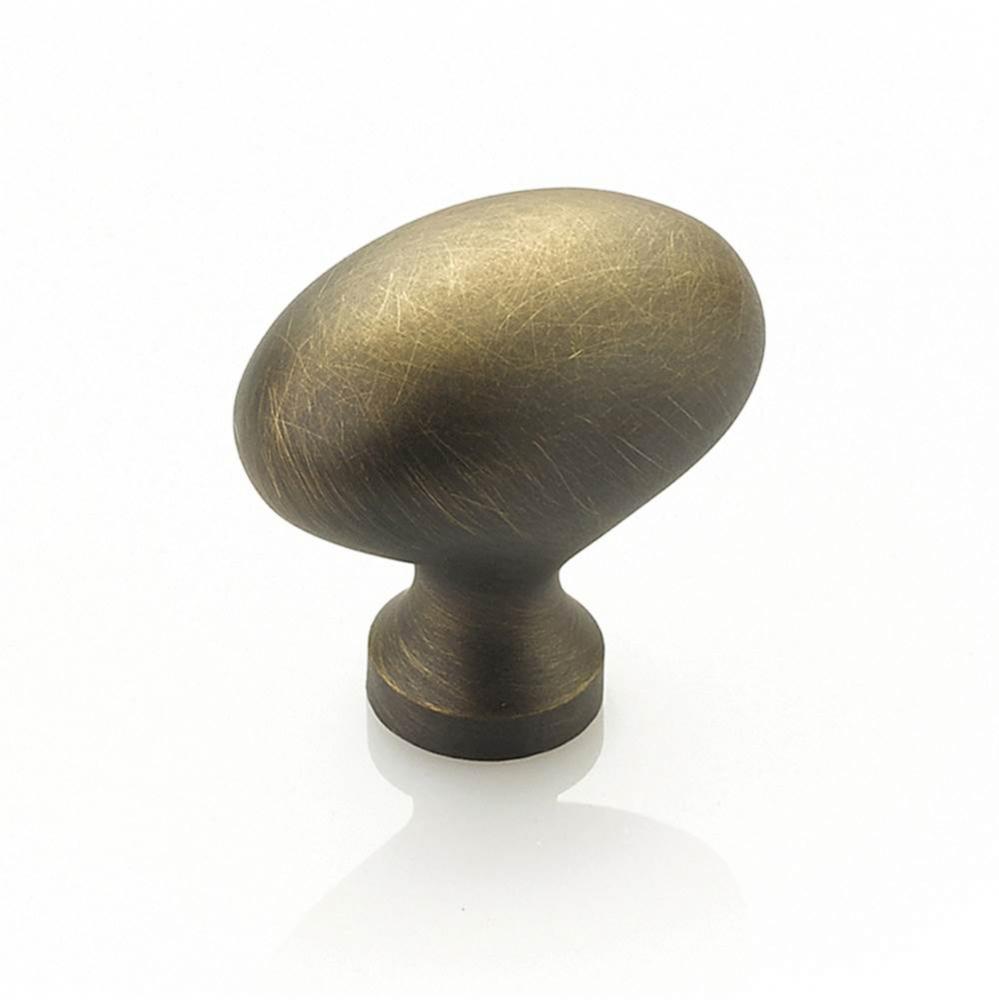 Knob, Oval, Antique Light Brass, 1-3/8'' dia