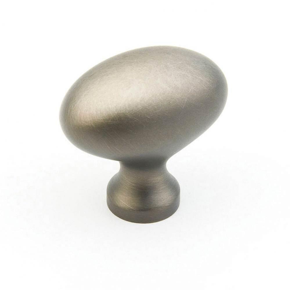 Knob, Oval, Antique Nickel, 1-3/8'' dia