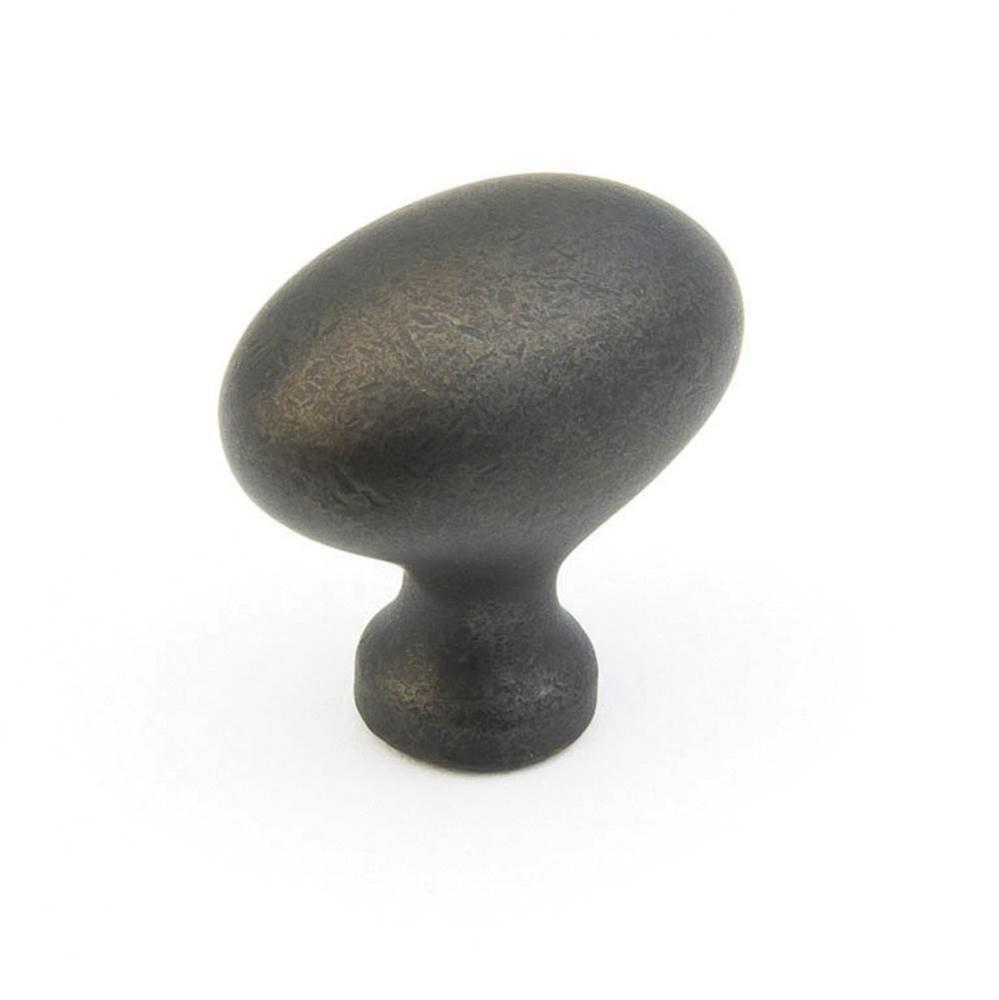 Knob, Oval, Distressed Bronze, 1-3/8'' dia