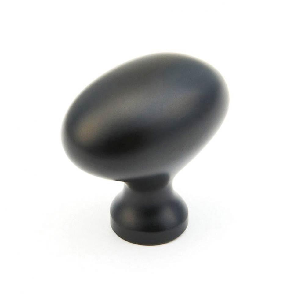 Knob, Oval, Flat Black, 1-3/8'' dia