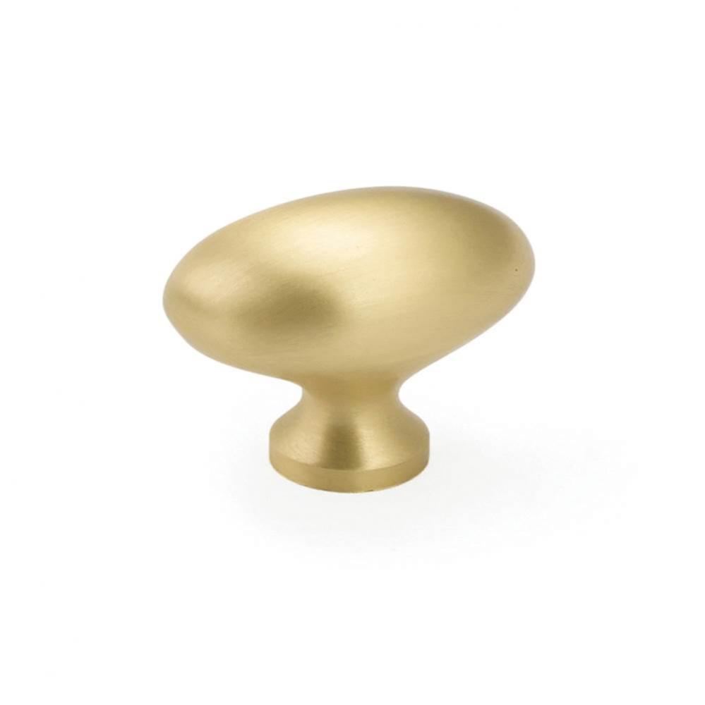 Knob, Oval, Satin Brass, 1-3/8'' dia