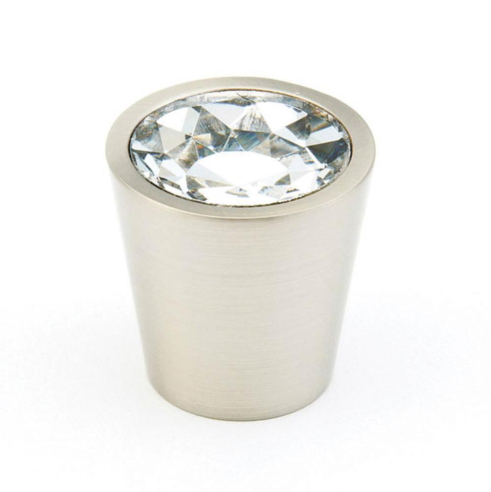 Knob, Cylinder, Clear, Satin Nickel 1-1/6'' dia