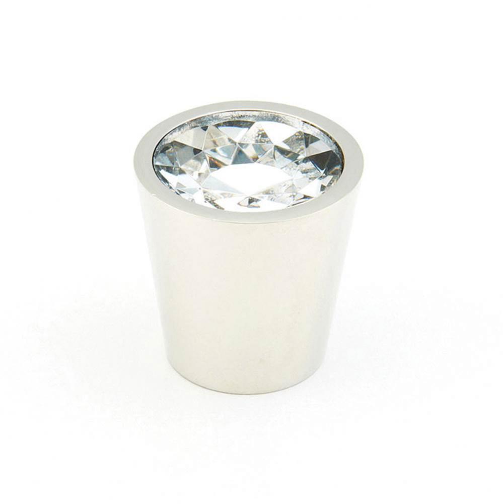 Knob, Cylinder, Clear, Polished Nickel 1-1/6'' dia