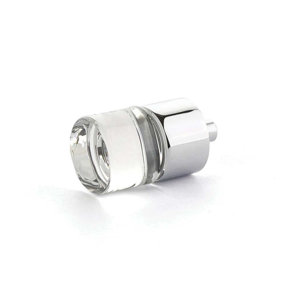 Knob, Cylinder Glass, Polished Chrome, 7/8'' dia