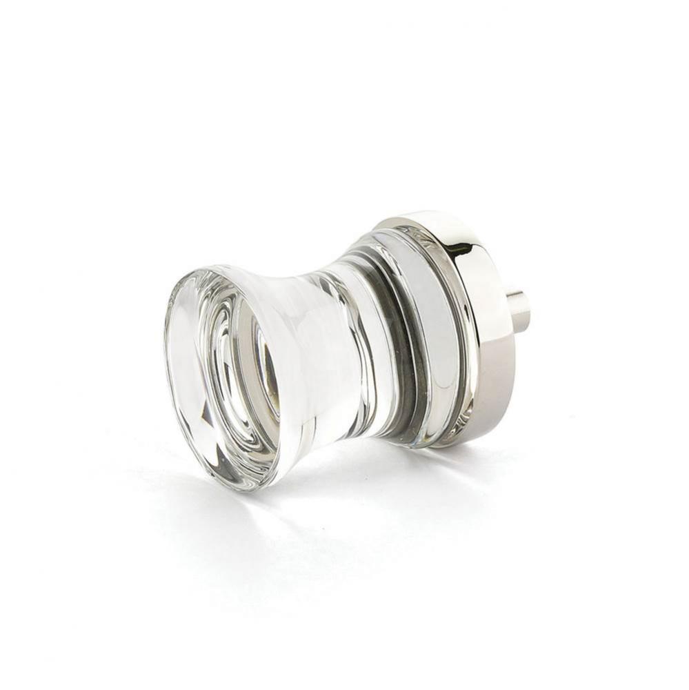 Knob, Concave Glass, Polished Nickel, 1-1/8'' dia