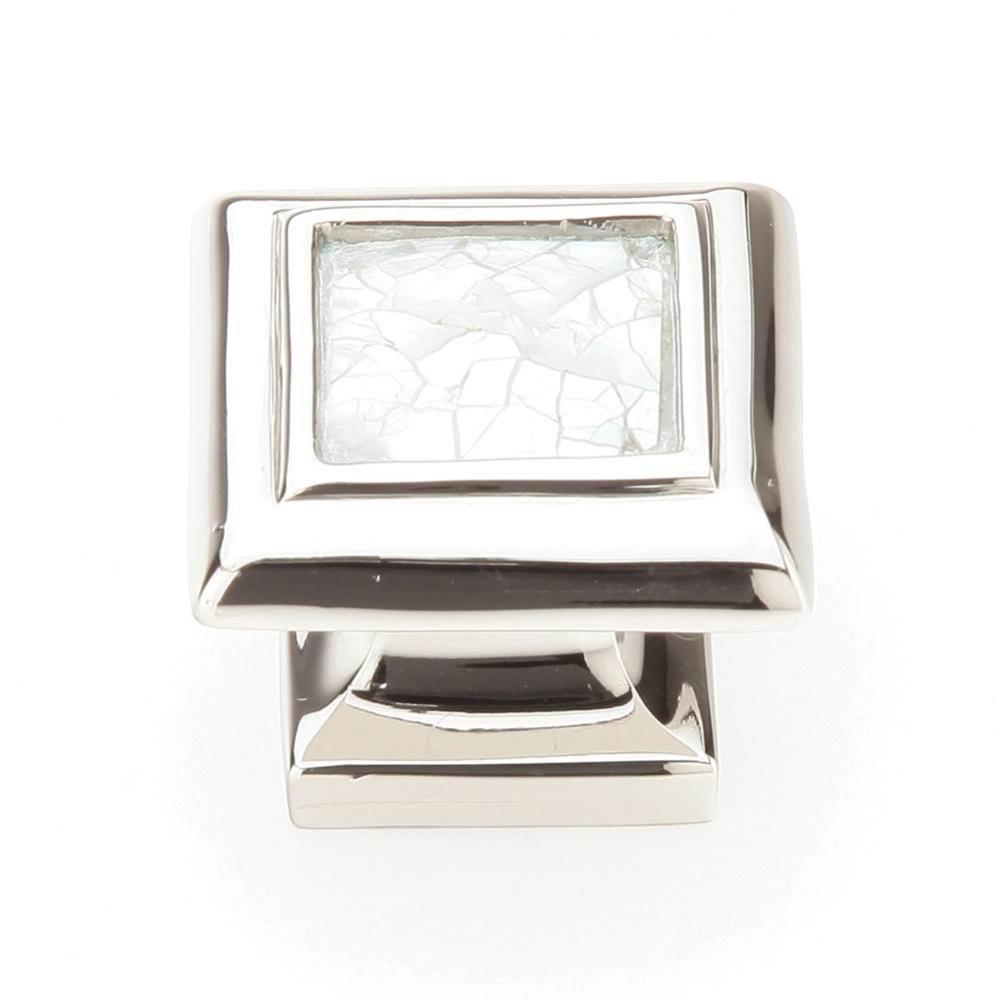 Mother of Pearl,Square Knob with Mother of Pearl Inlay and Polished Nickel,1-1/4'' dia