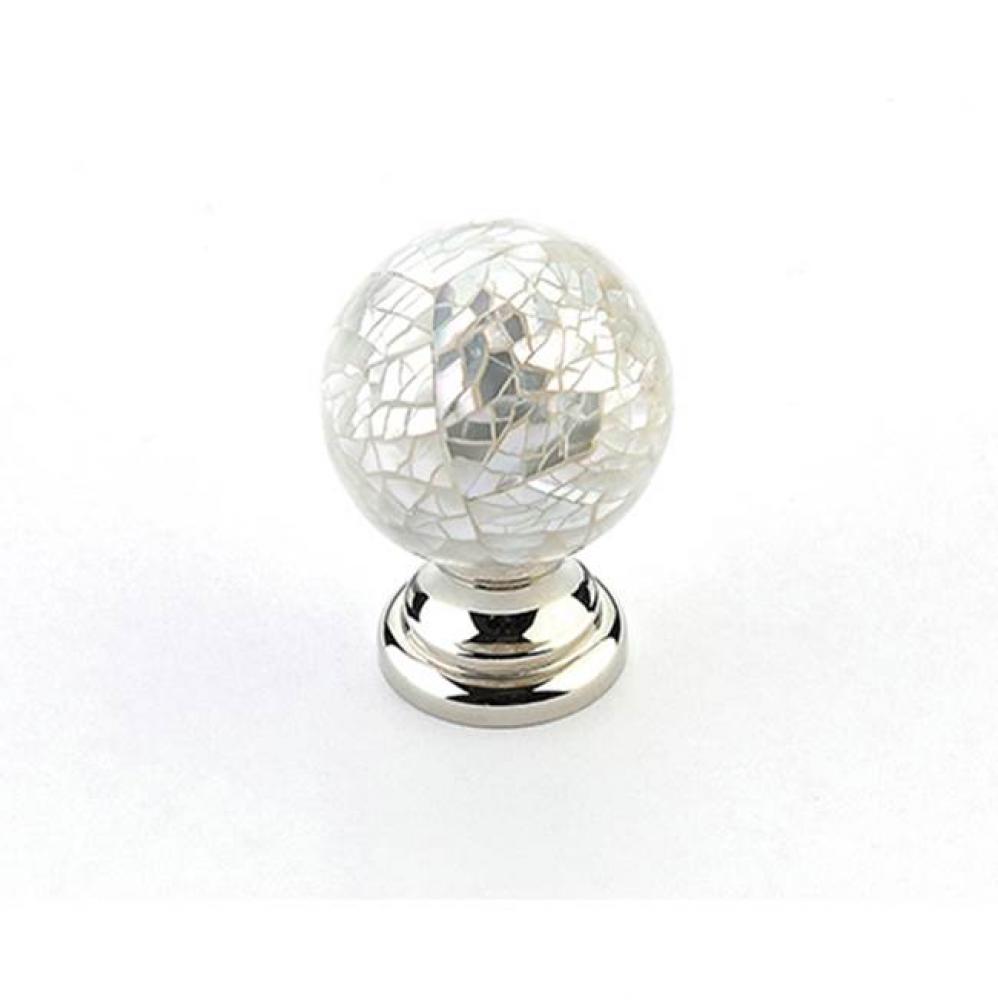 Knob, Mother of Pearl, Polished Nickel, 1-1/4'' dia