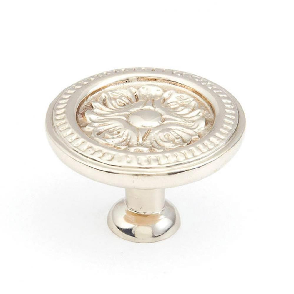 Knob, Round, White Brass, 1-1/2'' dia