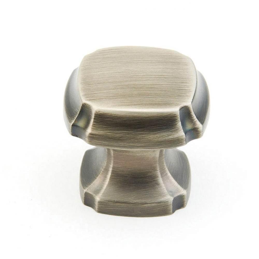 Knob, Square, Antique Nickel, 1-3/8'' dia
