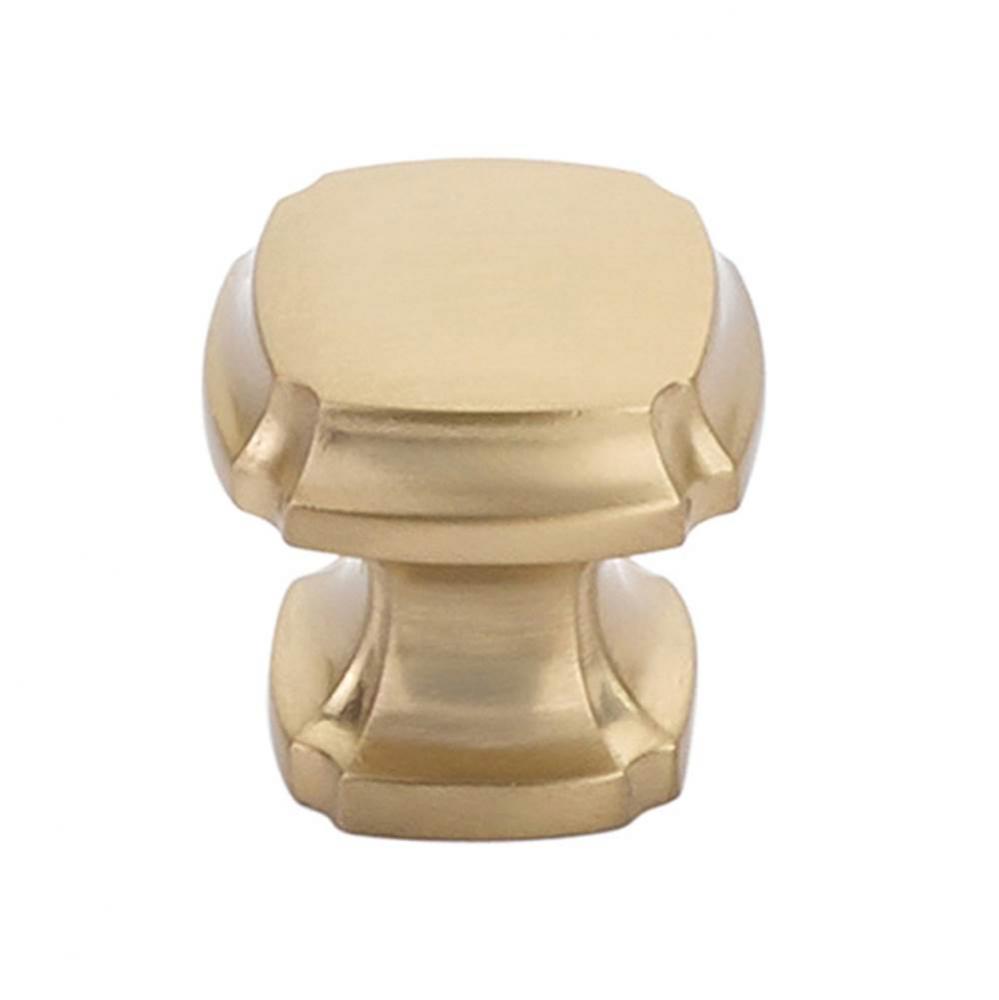 Knob, Square, Signature Satin Brass, 1-3/8'' dia