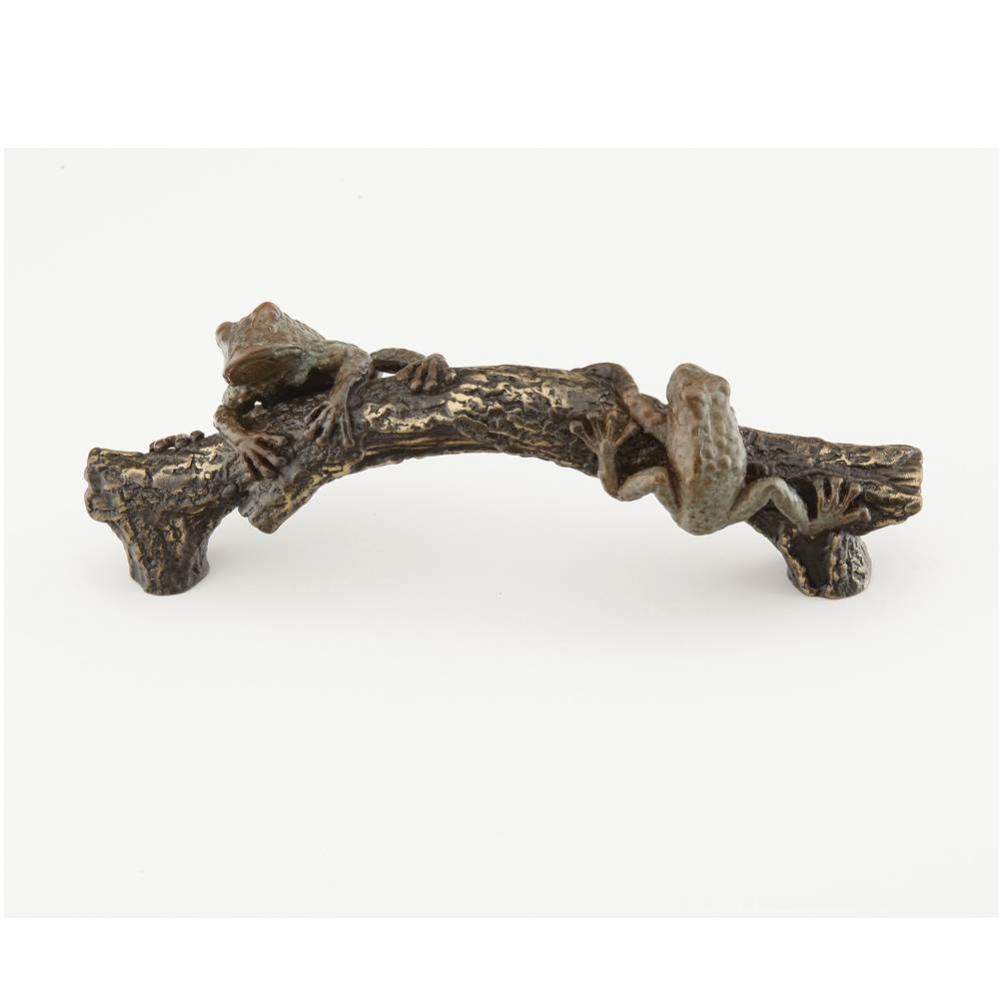 Pull, Frog on a Log, Pompeian Bronze, Highlighted Bronze, 5-1/2'' cc