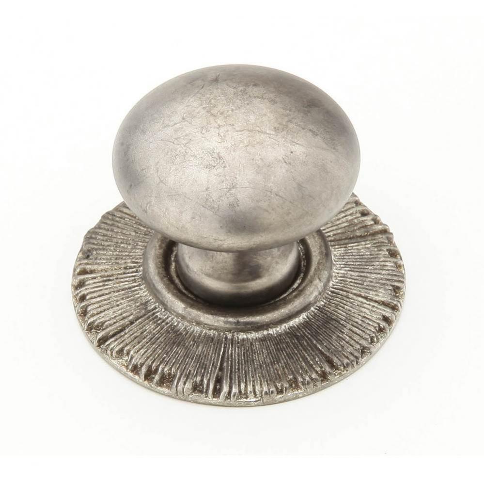 Knob with backplate, Silver Antique, 1-1/4'' dia