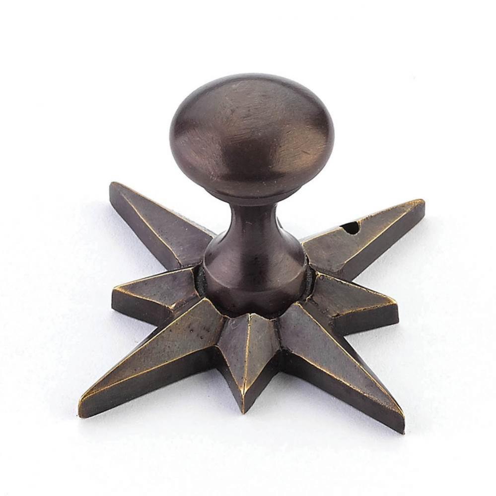 Knob with Star backplate, Dark Antique Bronze, 11/16'' dia