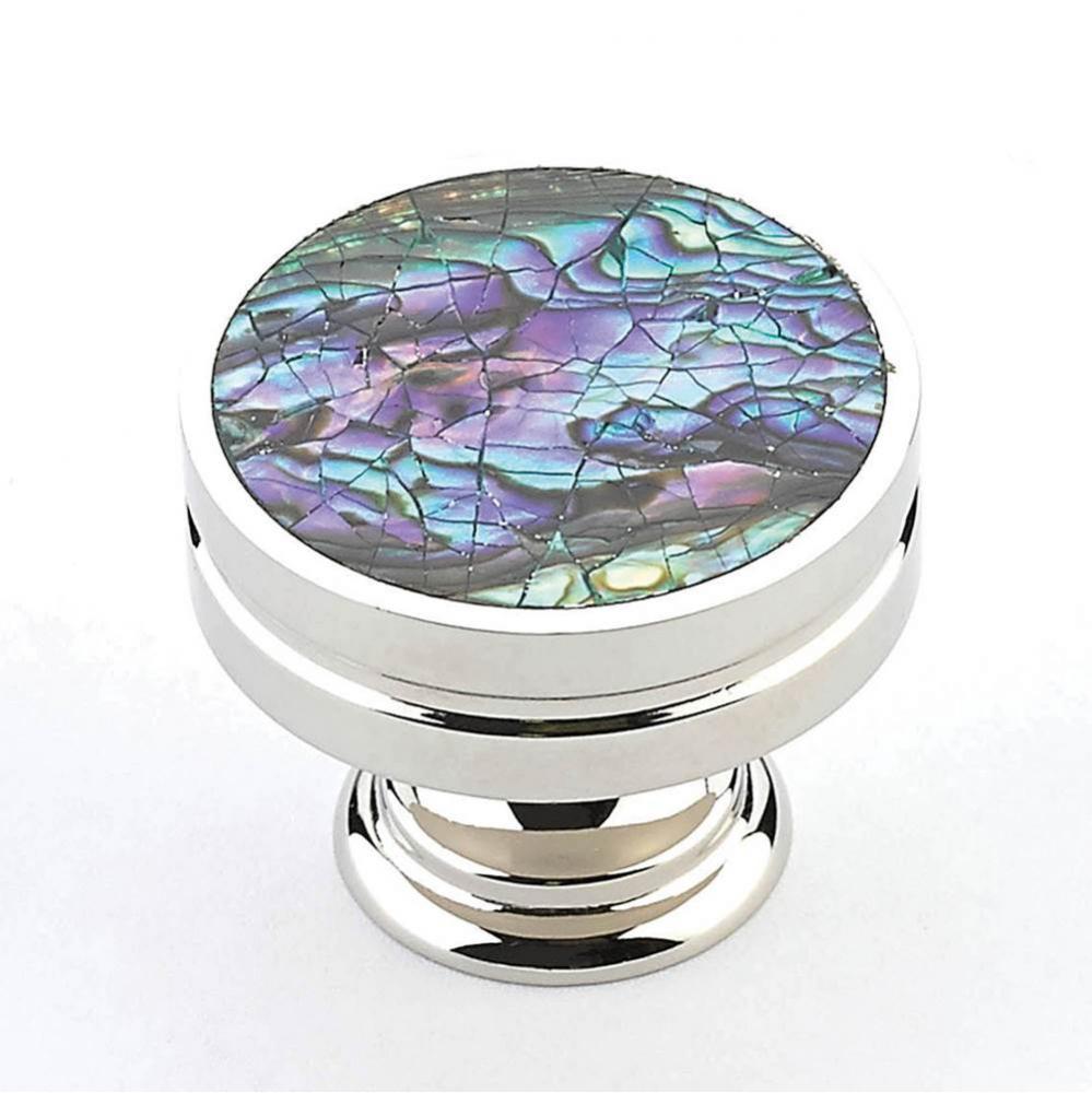 Imperial Shell,Polished Nickel Round Knob with Imperial Shell Inlay