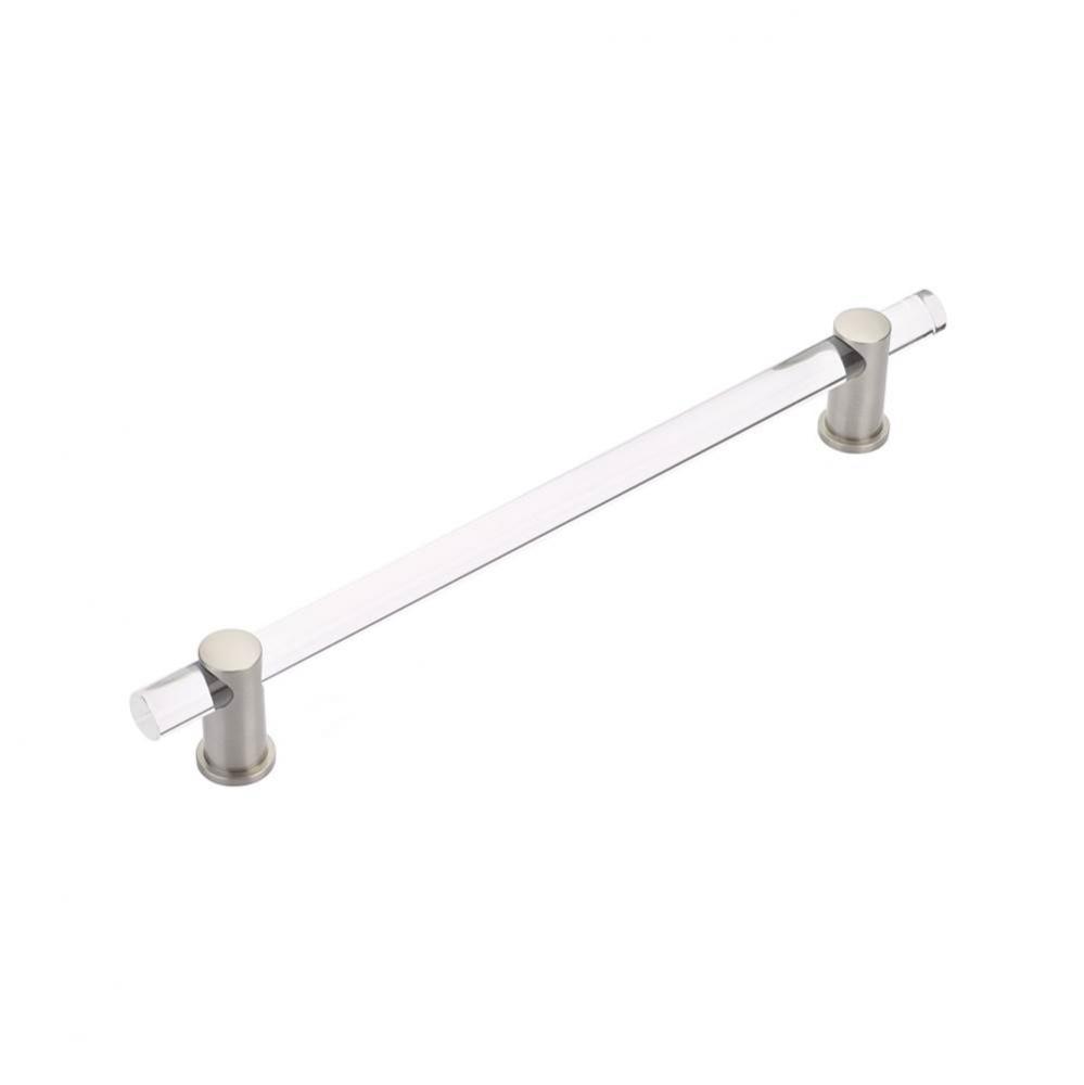 Concealed Surface, Appliance Pull, NON-Adjustable Clear Acrylic, Satin Nickel. 12'' cc