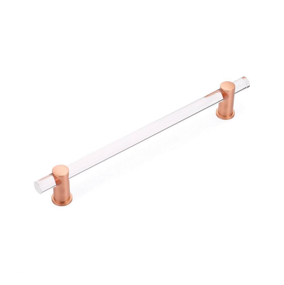 Back to Back, Appliance Pull, NON-Adjustable Clear Acrylic, Brushed Rose Gold, 12'' cc