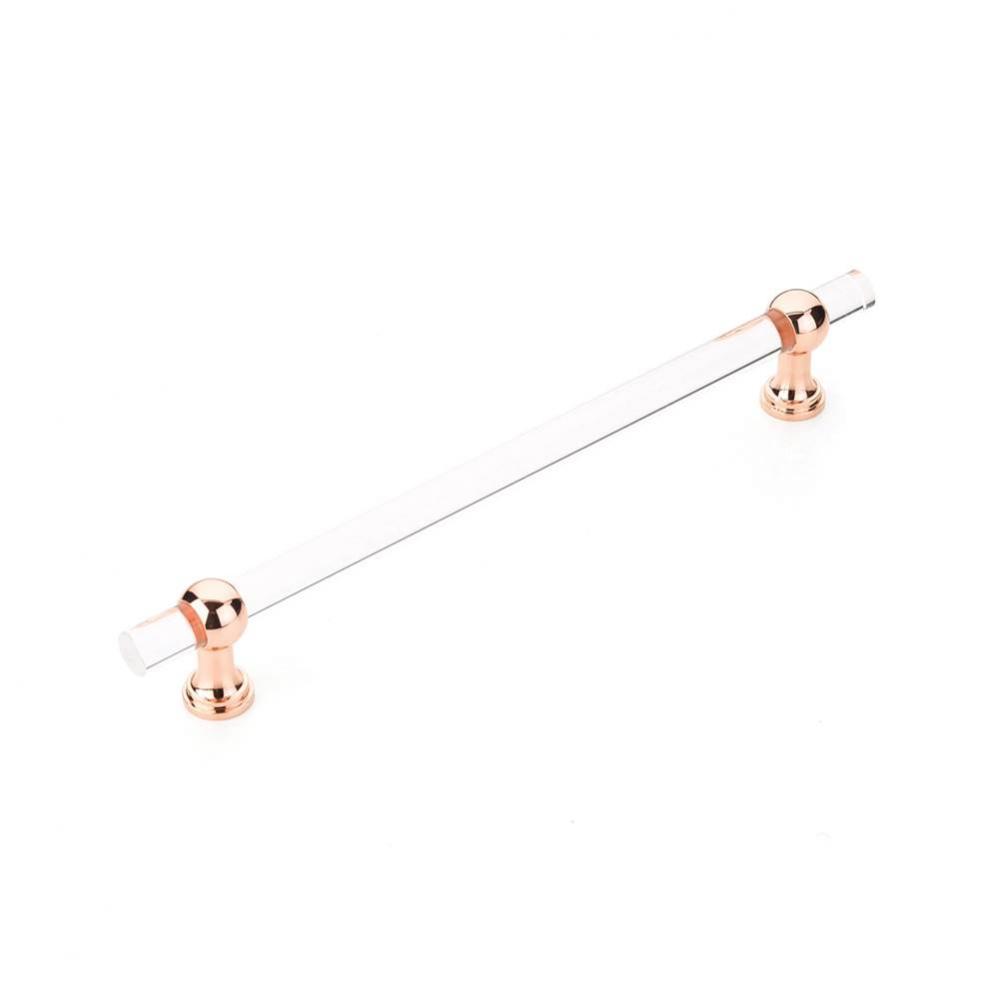 Appliance Pull, NON-Adjustable Clear Acrylic, Polished Rose Gold, 12'' cc