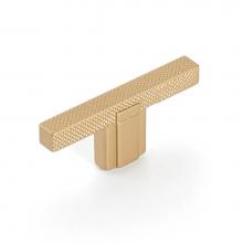 Schaub and Company 20010-SSB - Quadrato, T-Knob, signature Satin Brass, 2-1/2''