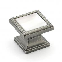 Schaub and Company 21-AN-CH - Knob, Square, Antique Nickel, Champagne Glass, 1-1/4'' dia