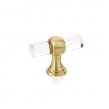 Schaub and Company 411-SB - T-Knob, Adjustable Clear Acrylic, Satin Brass, 2''