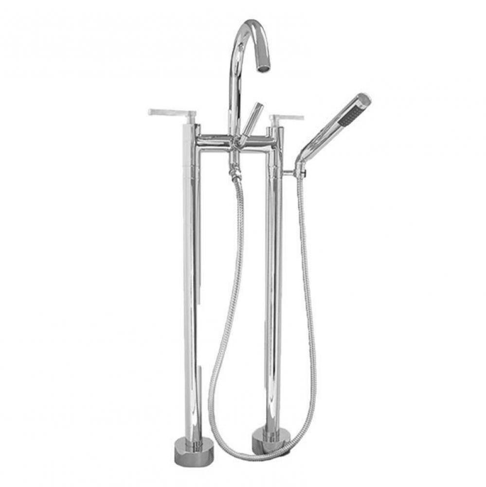 120 Capella Contemporary Floormount Tub Filler W/ Handshower Complete