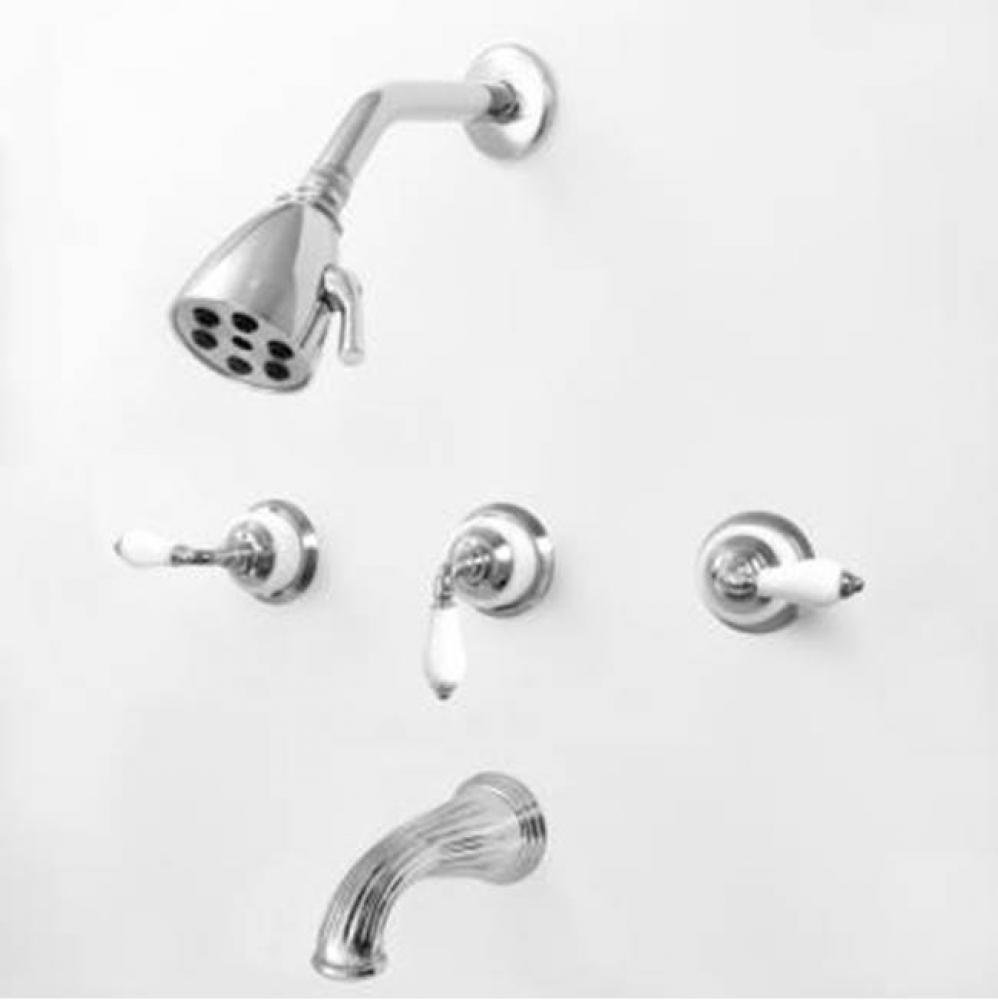 3 Valve Tub & Shower Set TRIM (Includes HAF and Wall Tub Spout) VENEZIA CHROME .26 HONEY ONYX