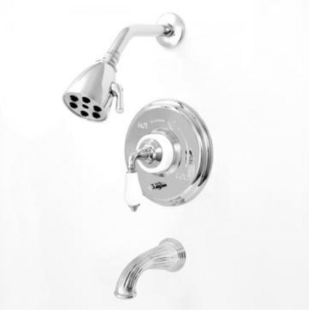 3200 Venezia Pressure Balanced Tub & Deluxe Shower W/ White Carrara Marble