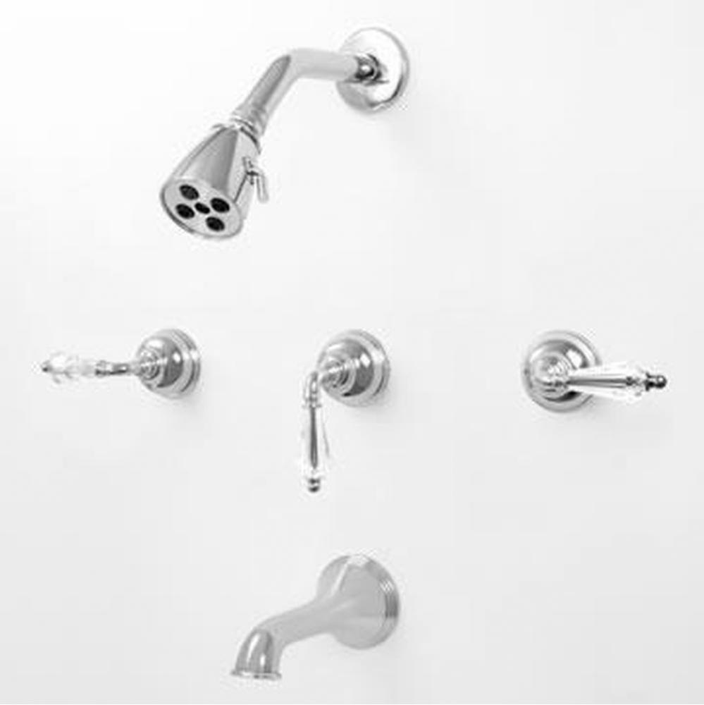 3 Valve Tub & Shower Set Trim (Includes Haf And Wall Tub Spout) Portofino Crystal Chrome .26