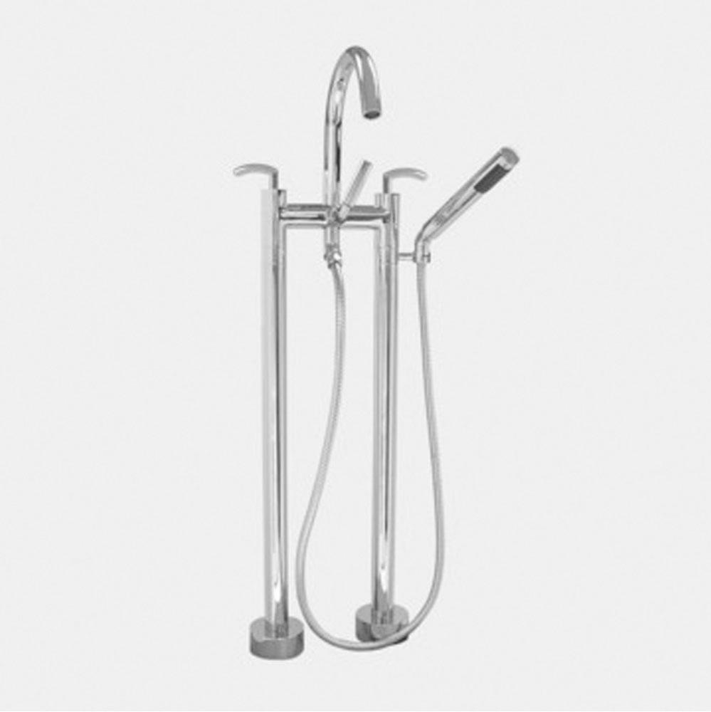 Contemporary Floormount Tub Filler W/Handshower W/Prana - Complete