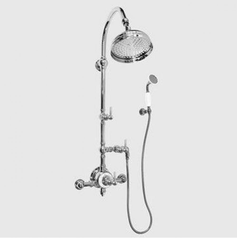 Exposed Thermostatic Shower System with Showerhead and Handshower and 158 Lever in Polished Gold