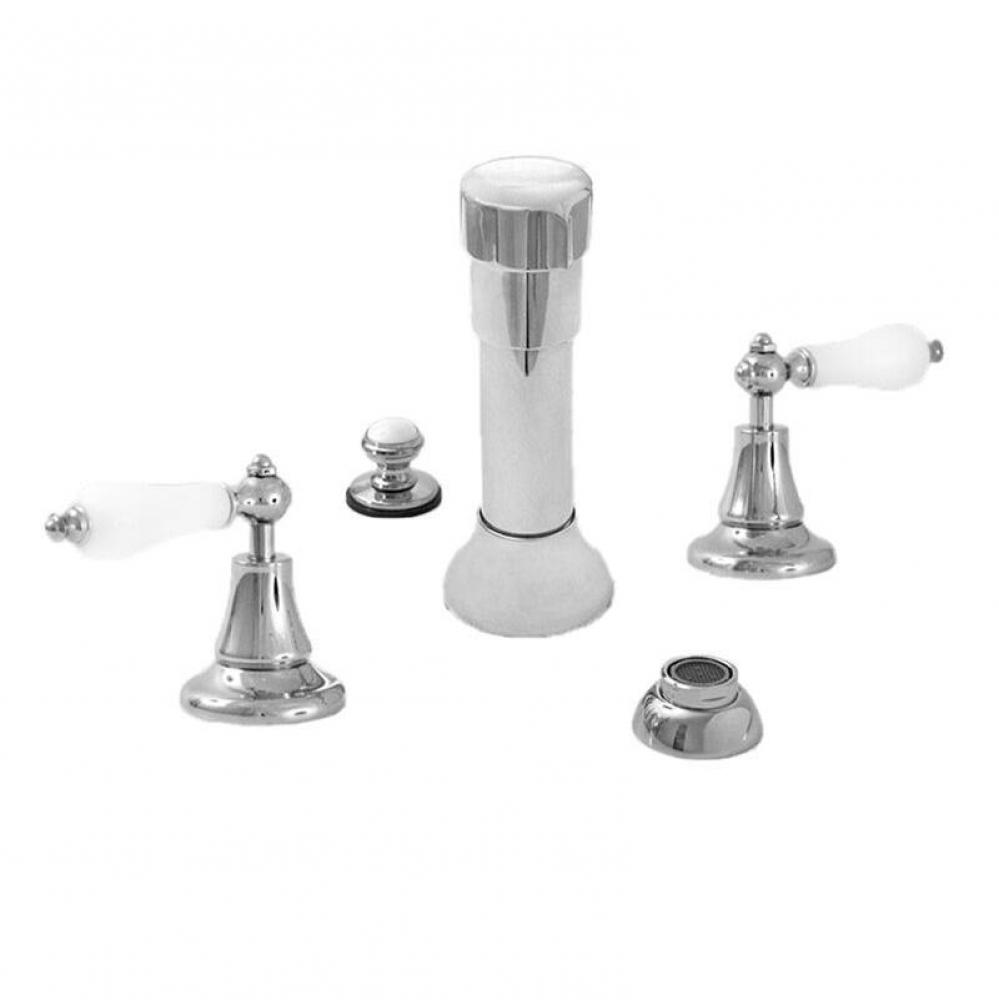 Bidet Set Complete with 465 Porcelain Lever in Polished Chrome