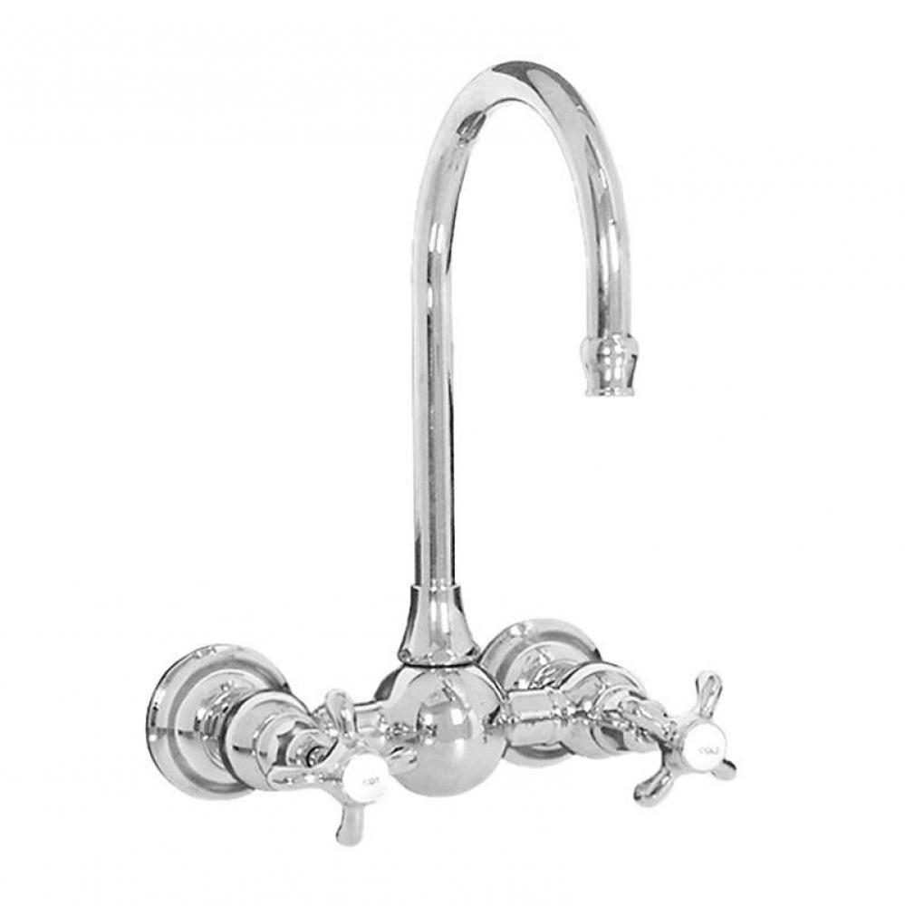 Sancerre Wallmount Kitchen or Bar Faucet with 481 Drop Cross Handle in Polished Chrome
