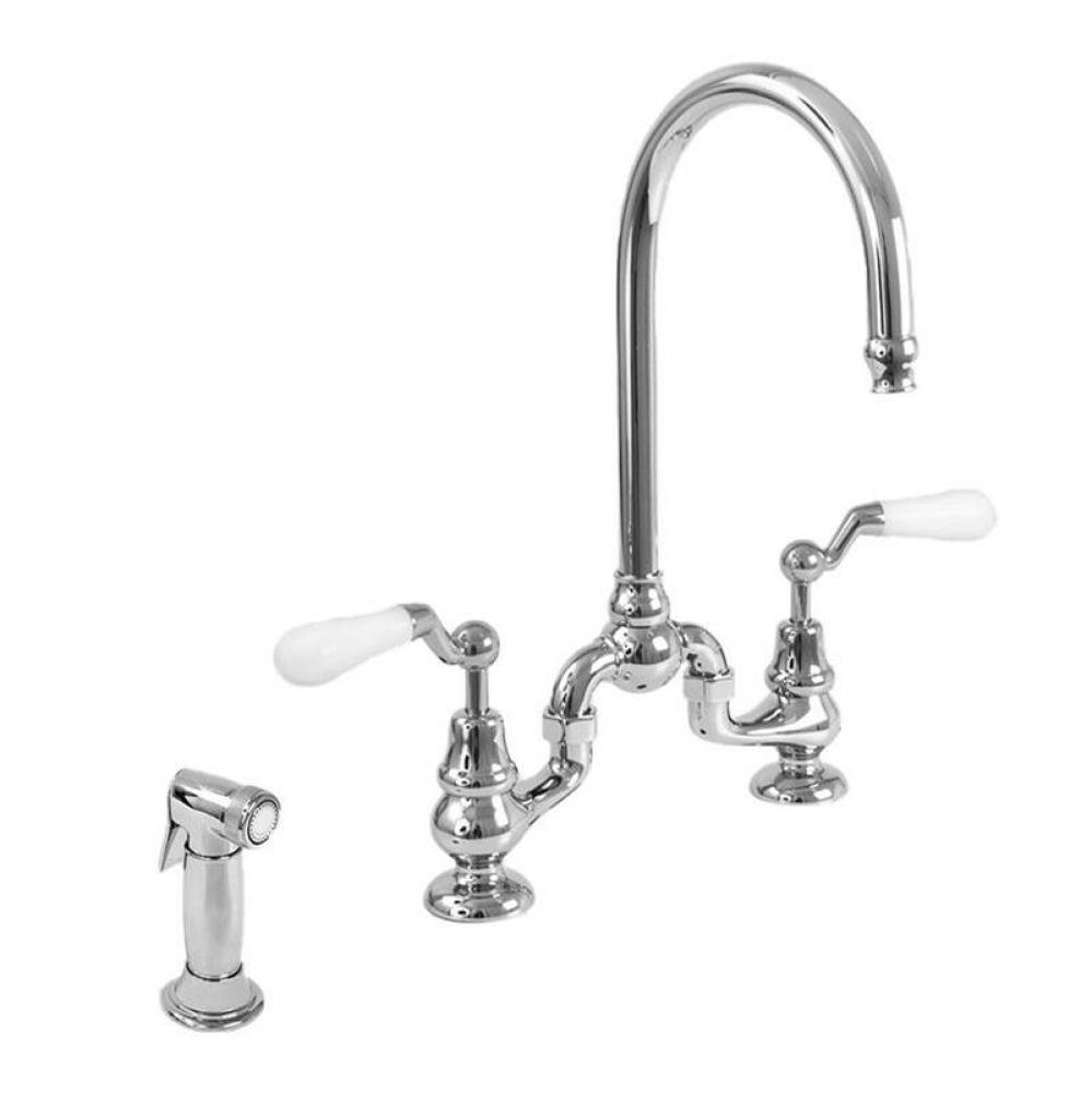 Sancerre Bridge Kitchen Faucet with Handspray and 482 Offset Lever in Polished Chrome