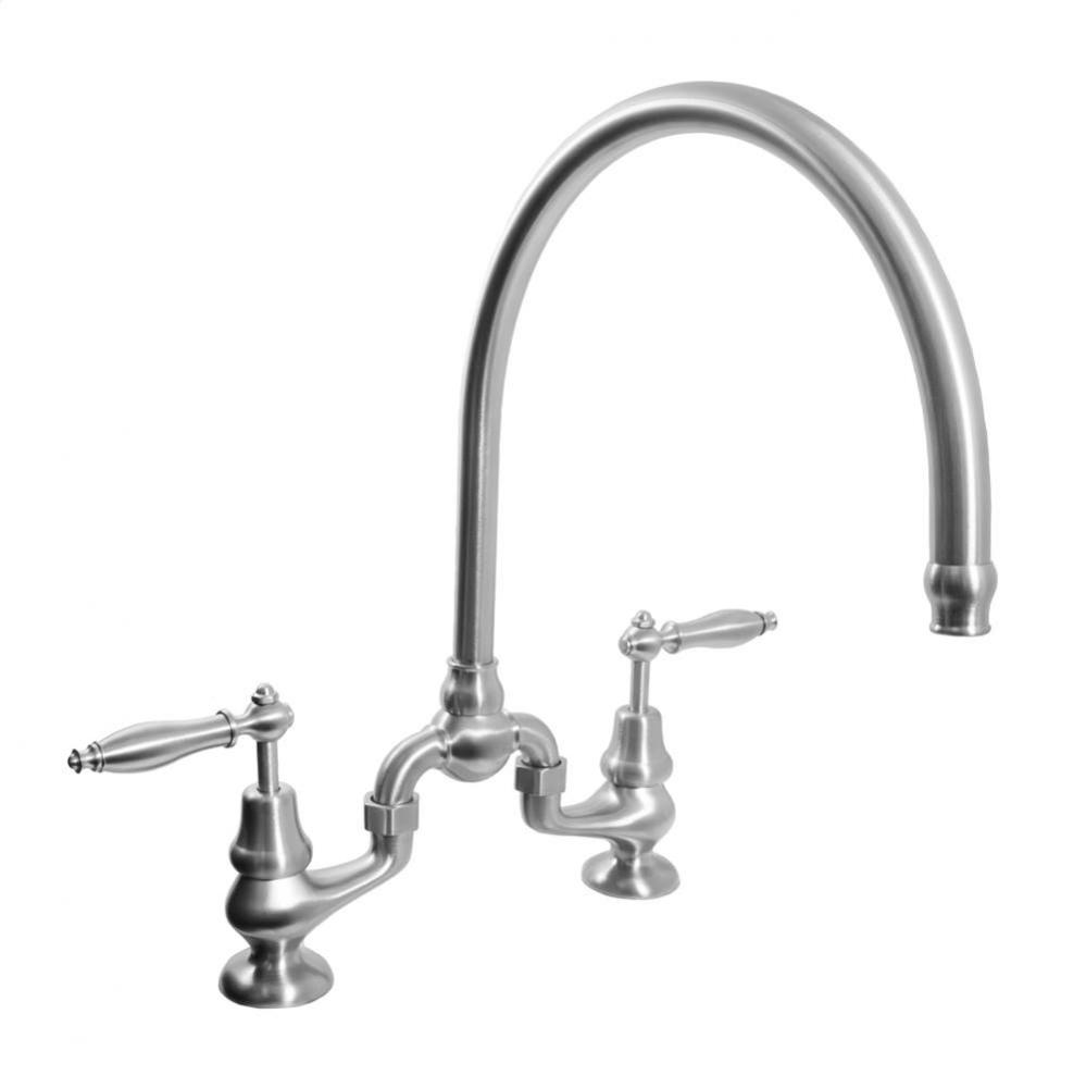 Sancerre Bridge Kitchen/Bar Faucet with High-Arc Spout and 486 Finial Lever in Satin Brass PVD