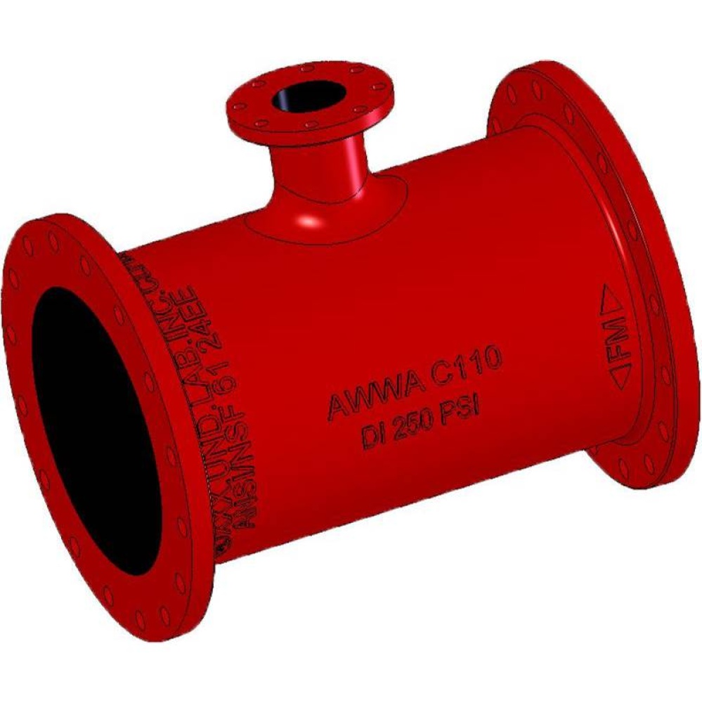 Dft22 Tee, 2 In Flanged X 2 In Flanged X 2 In Flanged, Iron
