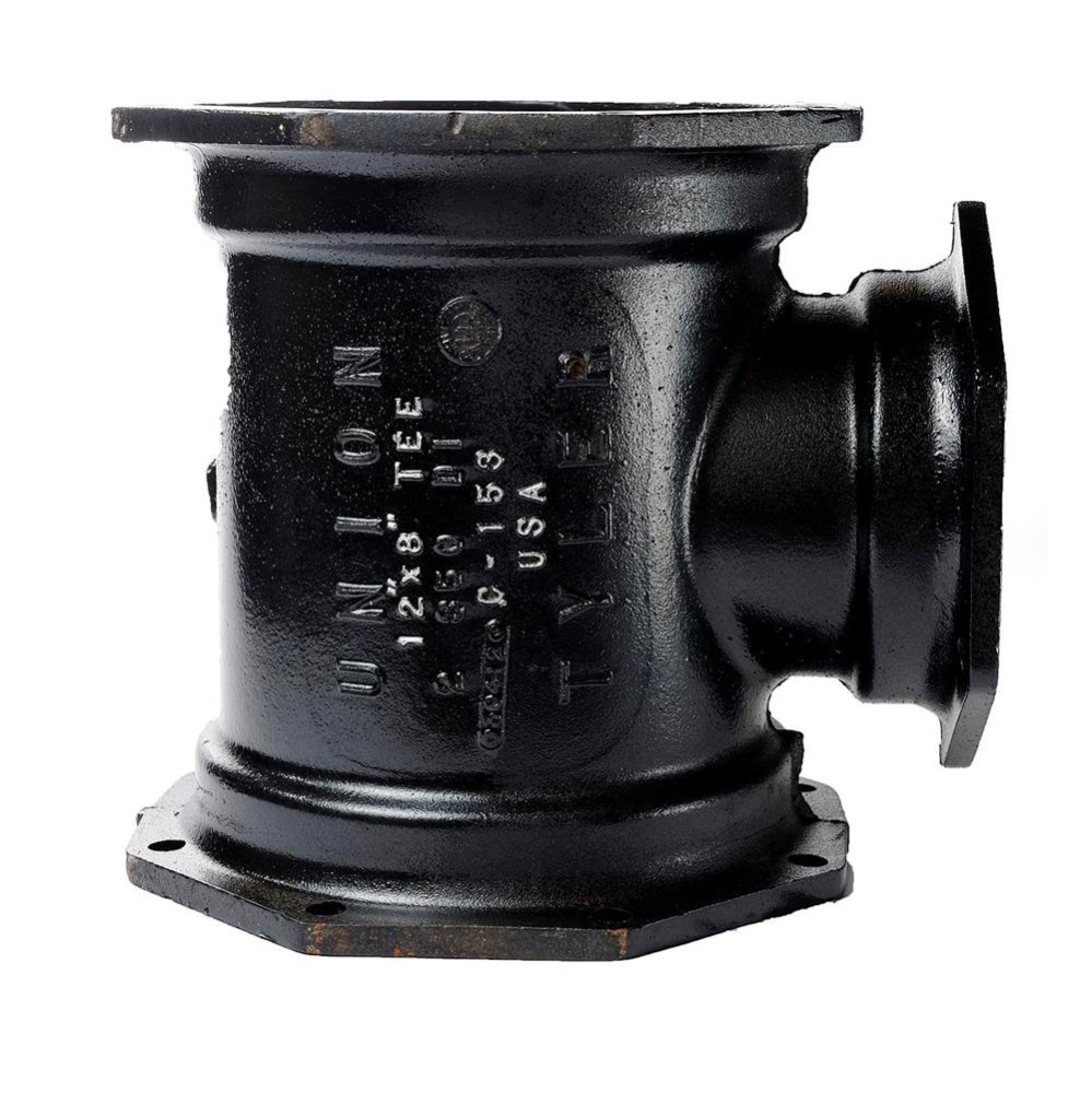 Dmf128 Pipe Tee, 12 In Mechanical Joint X 12 In Mechanical Joint X 8 In Flanged, Iron