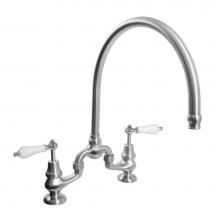 Sigma 7.57485040.23 - Sancerre Bridge Kitchen/Bar Faucet with High-Arc Spout and 485 Porcelain Lever in Brushed Bronze P