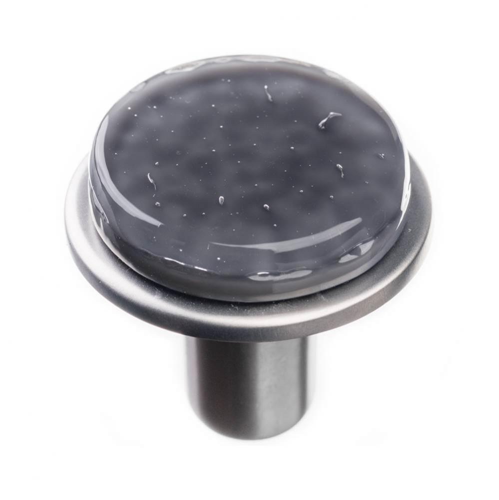 Geomtric Round Slate Grey On Round Satin Nickel Knob